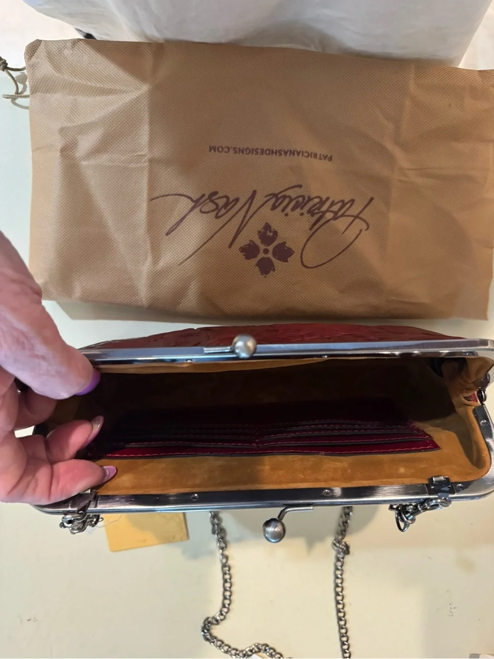 Patricia Nash Red Embossed Leather Cosmetic Case